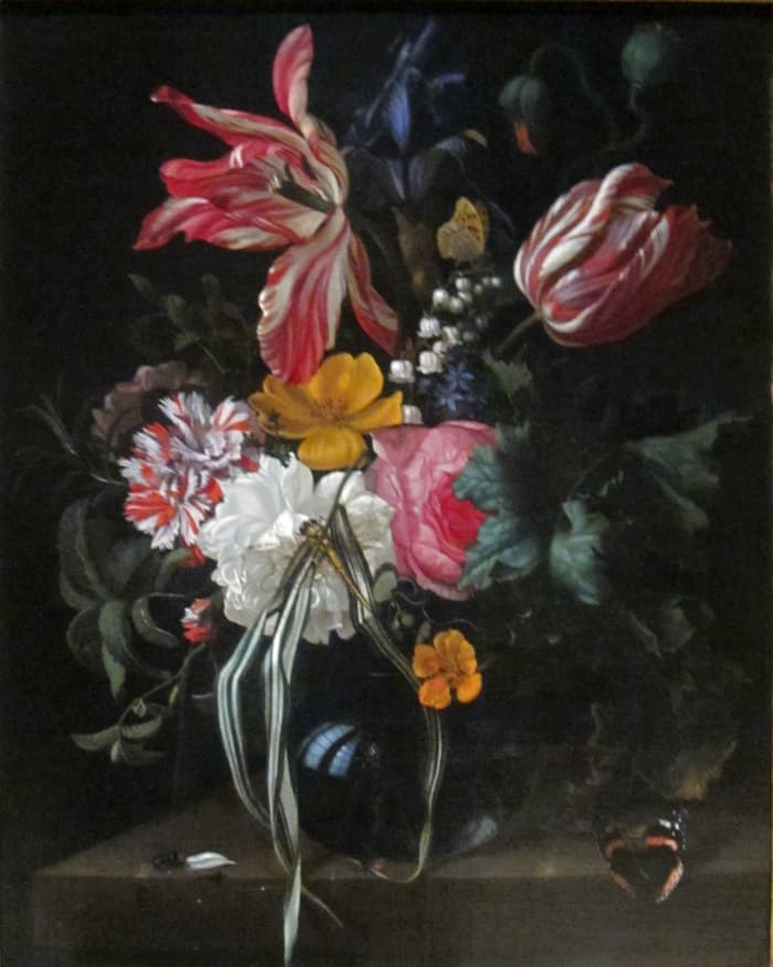 This painting illustrates the beauty of the Rembrandt tulip.
