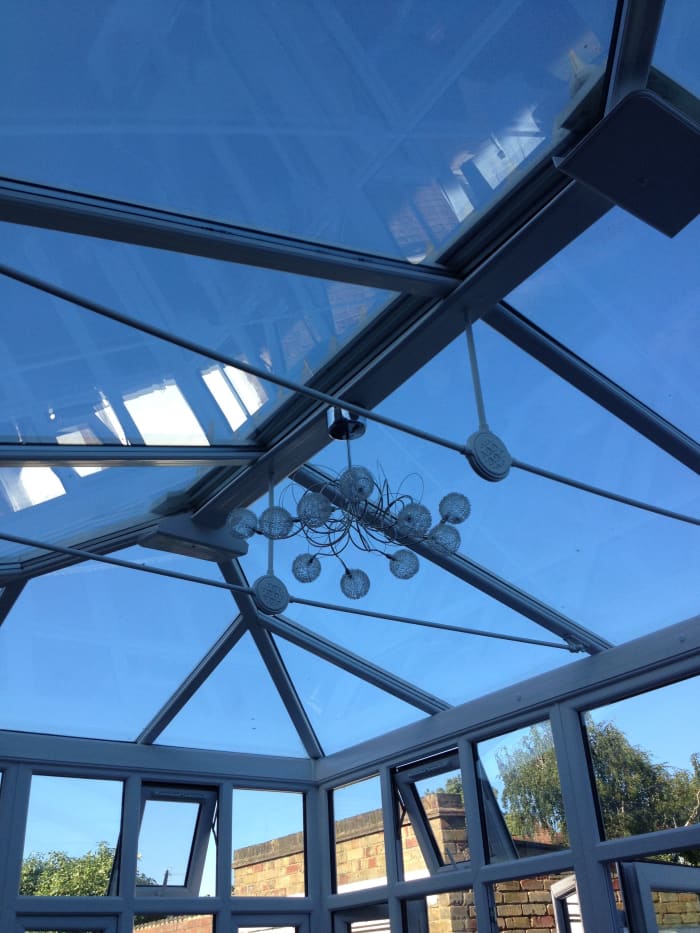 The odd shape of our conservatory made it difficult to find a suitable, cheap shade option.
