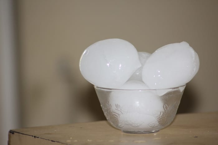Wow, your freezer must be real small if you have to store your ice cubes in a bowl on the table.