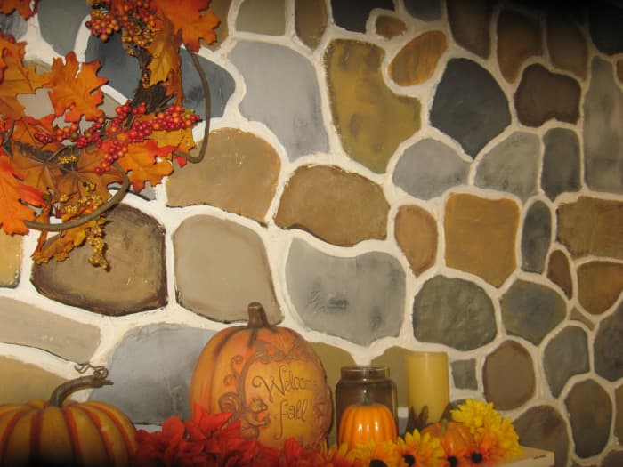 Using different shades of the same color family will make your faux stones look more realistic.