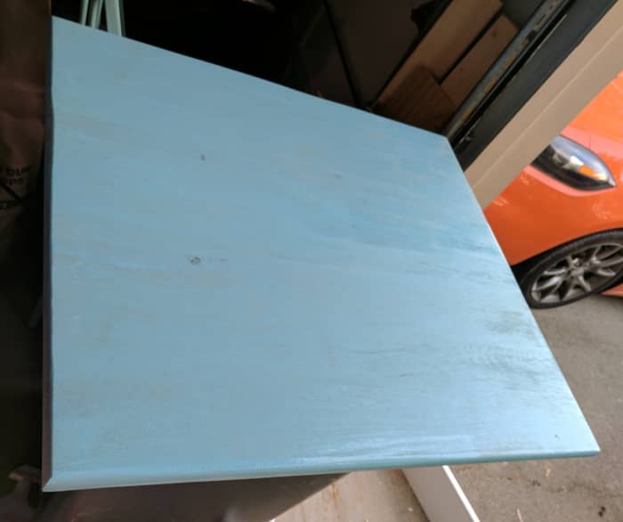 I applied two coats of stain using a foam brush, leaving plenty of time to dry in between each coat. I lightly sanded in between the first and the second coat to avoid bumps in the final layer. After this, I put on a layer of polyurethane sealant.