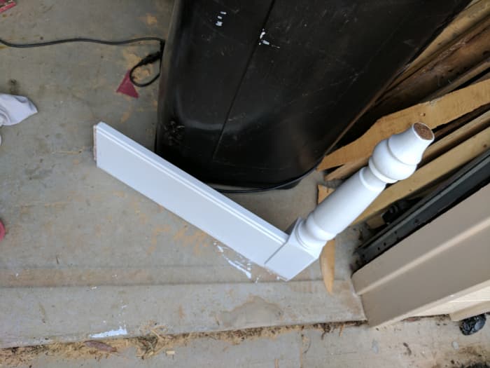 I lightly sanded down then painted each piece of the base of the table, and set them out to dry.