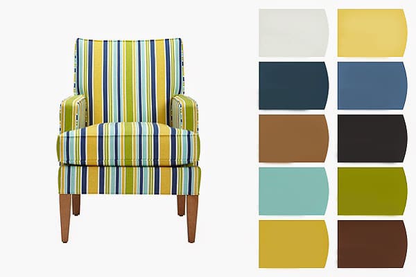 Use a piece of furniture as the centerpiece of your room’s color scheme. This chair will lend a springtime air to a dark space lacking in natural light.