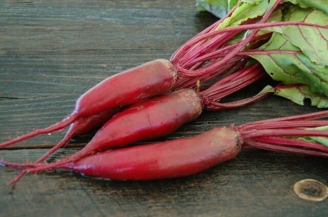 Cylindra formanova beets provide more bang for your buck, or at least more slices—three to four times more uniform slices than round beets. This beet's sweet, dark red roots are 8" long.