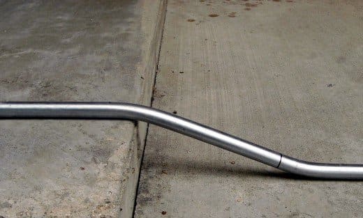 Completed offset, The left bending mark is barely visible on the top of the conduit, while the right mark was made clear around the conduit to make lining it up on the bender easier.