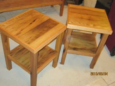 These quaint rustic end tables were made from the reclaimed wormy chestnut found in a centuries old farm home.