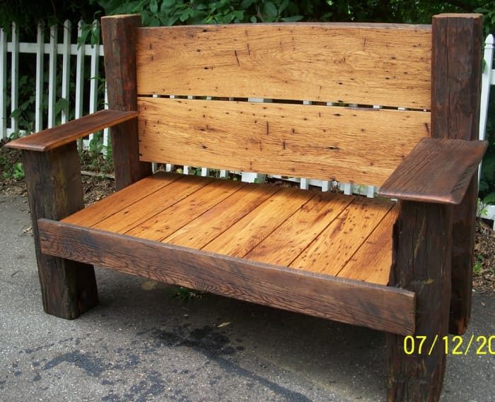 This American wormy chestnut bench now sits proudly on a homestead here in North Carolina.