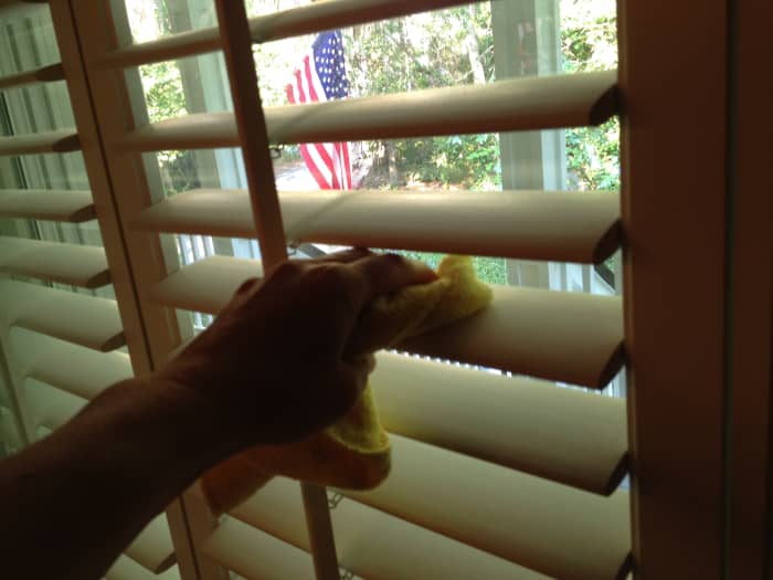 Deep cleaning blinds: Wipe blinds down with a damp cloth.