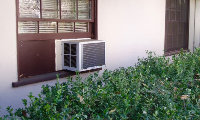 My living room window air conditioner. It works well, when I use it, but it's noisy. I have a bedroom one just like it.