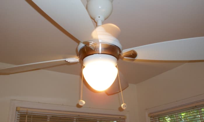 I love this ceiling fan. It has three speeds and I use them all, both to help cool the house and also keep the air fresh. It sits right above my kitchen table.