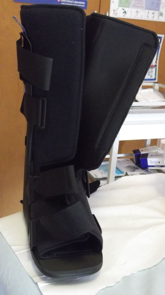 The .support boot my husband wore to protect his broken ankle is large and heavy