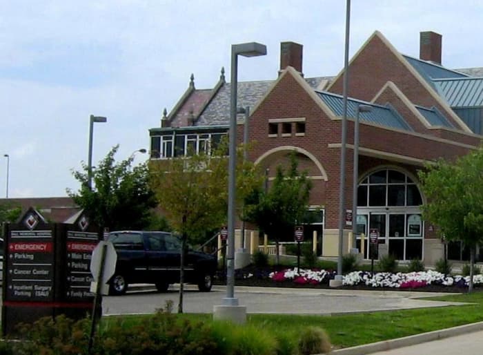 In order to have the greatest chances for survival and well-being after a snakebite, get to a hospital quickly! (This is a photo of Ball Memorial Hospital, in Muncie, Indiana.)