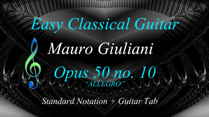 This guide will help you learn Mauro Giuliani's "Opus 50 No.10 (Allegro)" for classical guitar with the tablature, standard notation, and audio track.