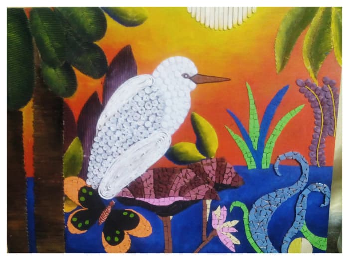Make your own waste material painting with this easy-to-follow tutorial. Here is my own wall mural from waste materials.