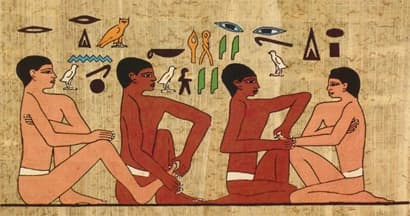 This wall painting dating to 2330 B.C. was found in a tomb known as the physicians tomb and it is believed that the people depicted are giving and receiving an early version of Reflexology!