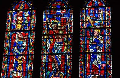 Beautiful stained glass windows are iconic symbols of a church building.