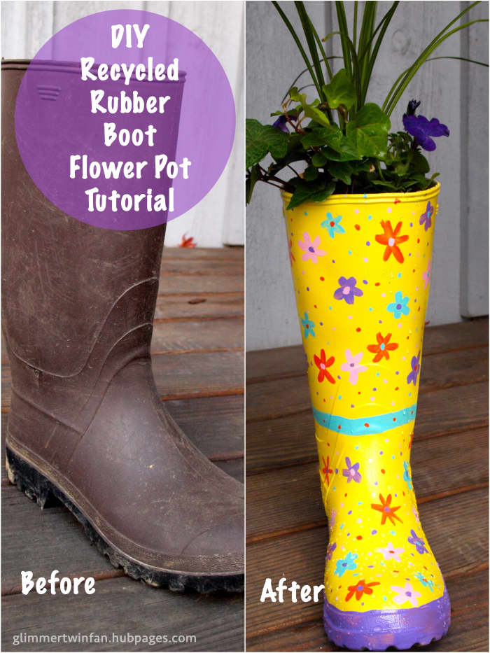 Turn your old rubber garden boot into a cute recycled flower pot with this DIY tutorial.