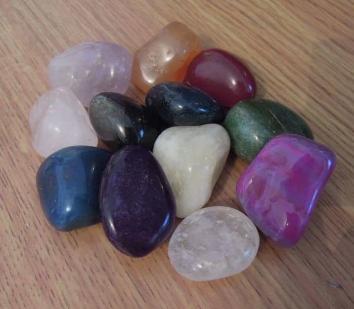 A selection crystals recharged and ready for healing, magic or energy work.