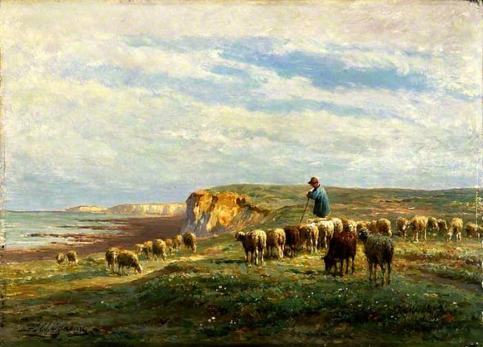 Villanelle poems were typically written about pastoral subjects such as in this painting titled Flock of Sheep