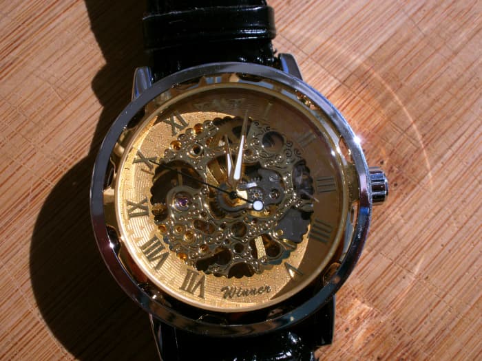 winner men's skeleton watch