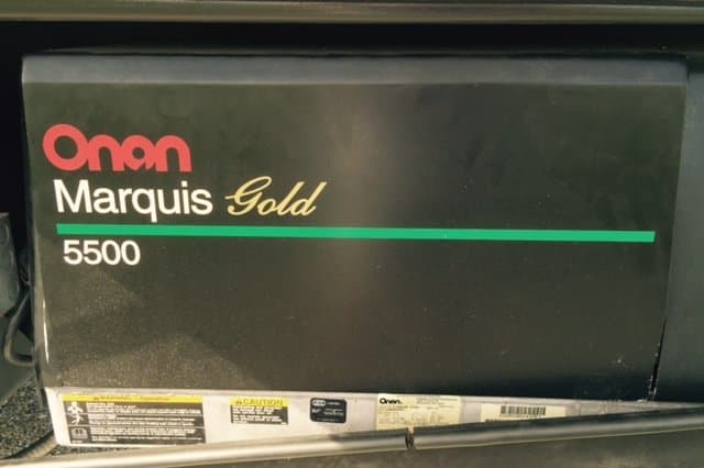 A standard Onan Model 5500 RV gas-powered generator.