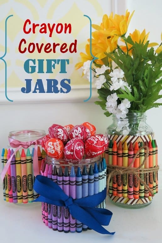 Crayon Covered Jars Can Be Used as Gifts, Party Favors, or Table Decorations for a Number of Occasions