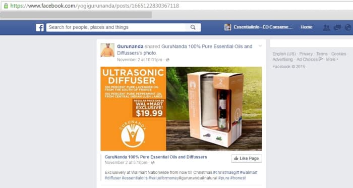 The company promotes its kit on social media as exclusively available at WalMart. The essential oils in the kit, labeled "100% pure", have been found to contain synthetic ingredients.
