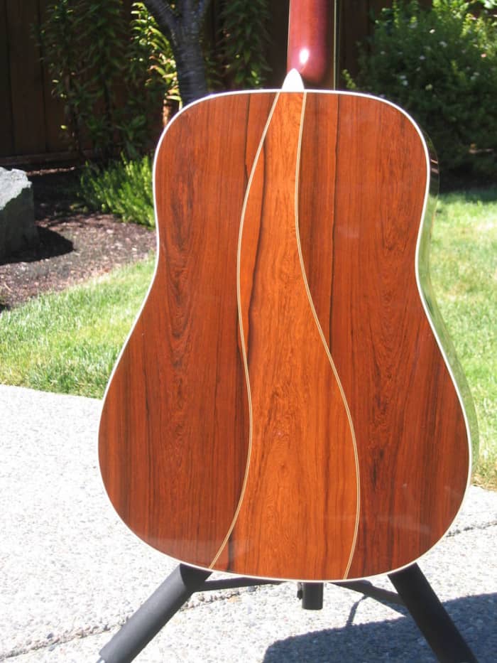 It would hard to be fancier than this Martin Custom Shop dreadnought. But the Madagascar rosewood is the new holy grail in tonewoods.