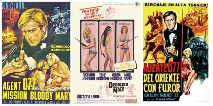 Posters for "Mission Bloody Mary" (1965), "Deadlier Than the Male" (1967) and "From the Orient With Fury" (1966)