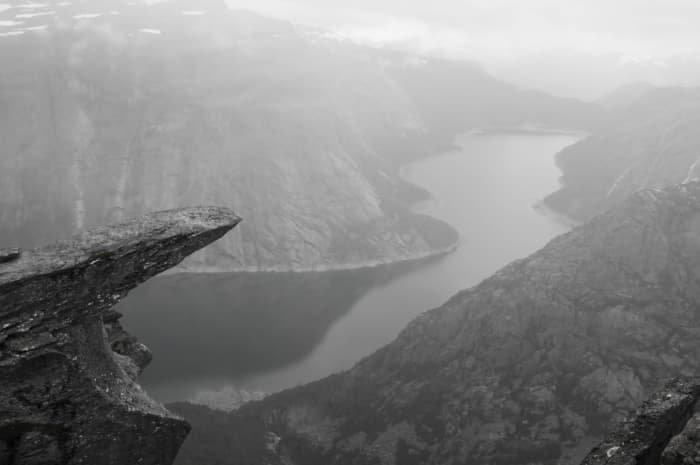 The awesome solitude of Trolltunga. The rock makes for a fantastic Trolltunga photo oportunity.