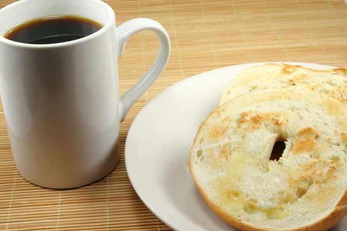Bagels are delicious any time of day, and there are lots of topping options for vegans.