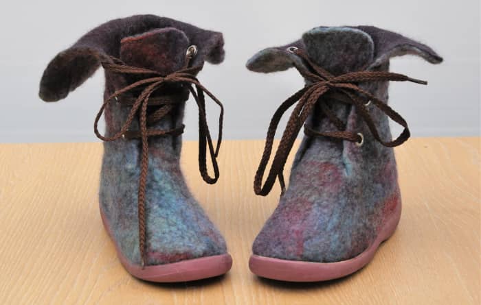 The completed boots. The soles and Boots should be allowed to dry out properly before they are attached.