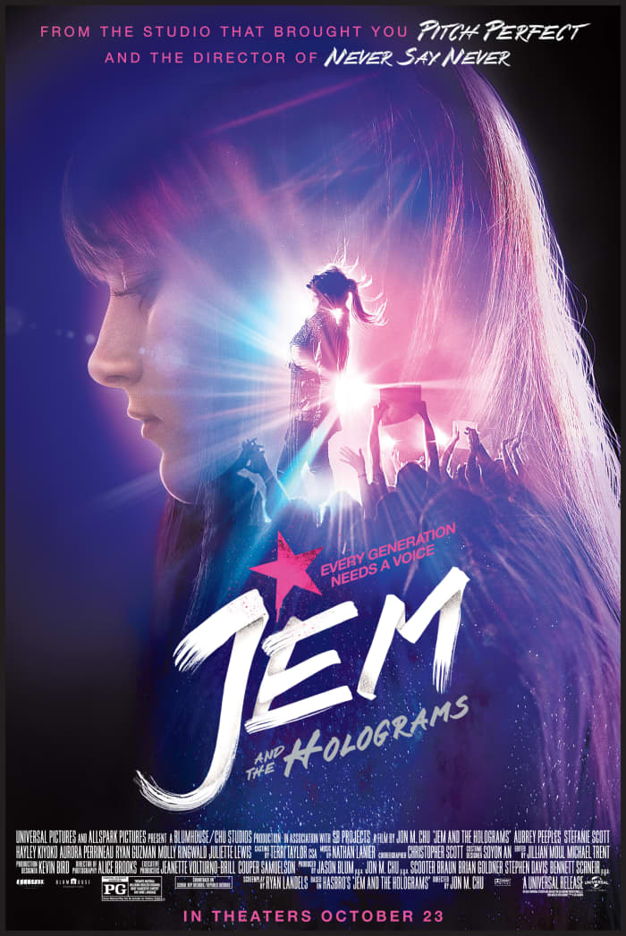 Poster for Jem and The Holograms movie. Property, BH Productions, Universal and Hasbro.