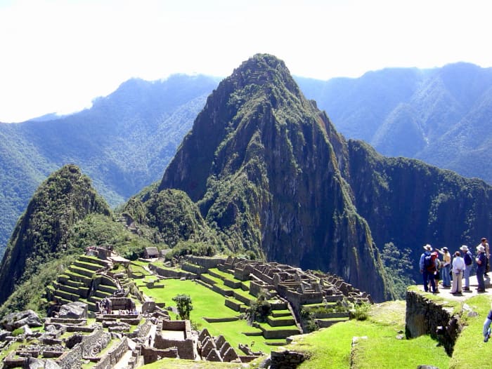 This fabulous view of Machu Picchu, the ruined, ancient city of the Incas, greets visitors as they come through the gate.