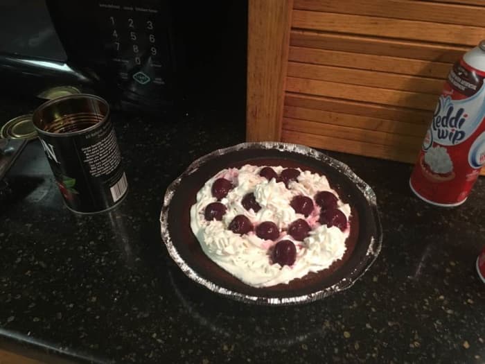 I had made two pies, this one has a store-bought Oreo crust, the other one has a graham cracker crust. But I decided to show off this one as I had it decorated at the time.