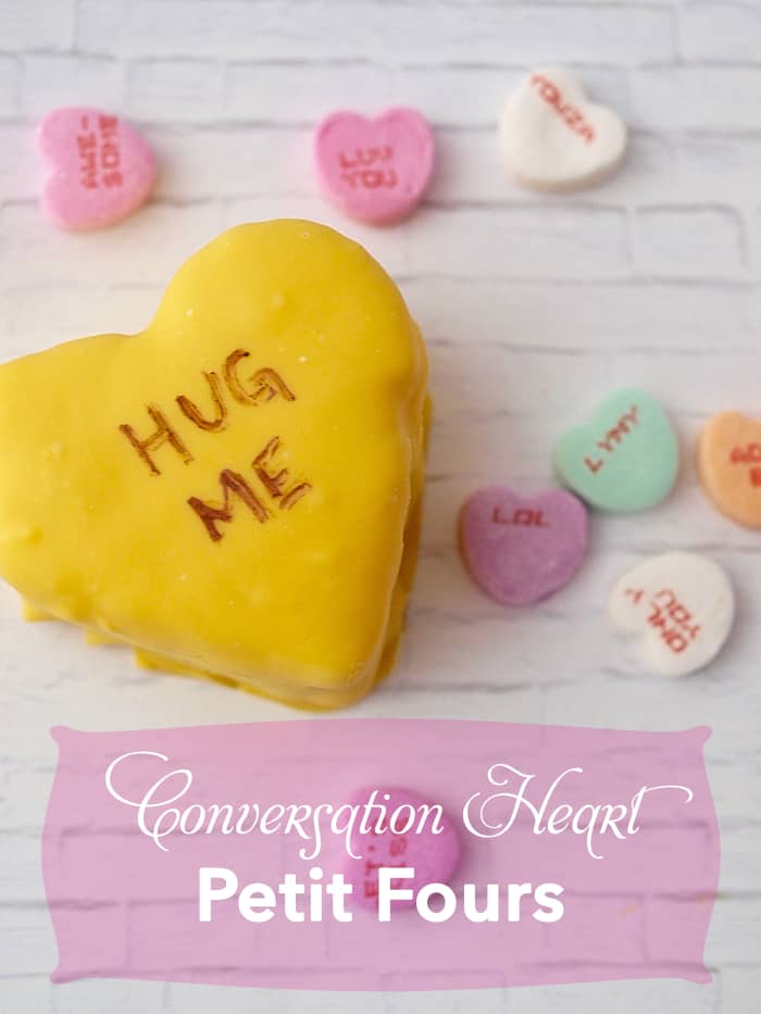 Your sweetie will love these personalized conversation heart petit fours for Valentine's Day!