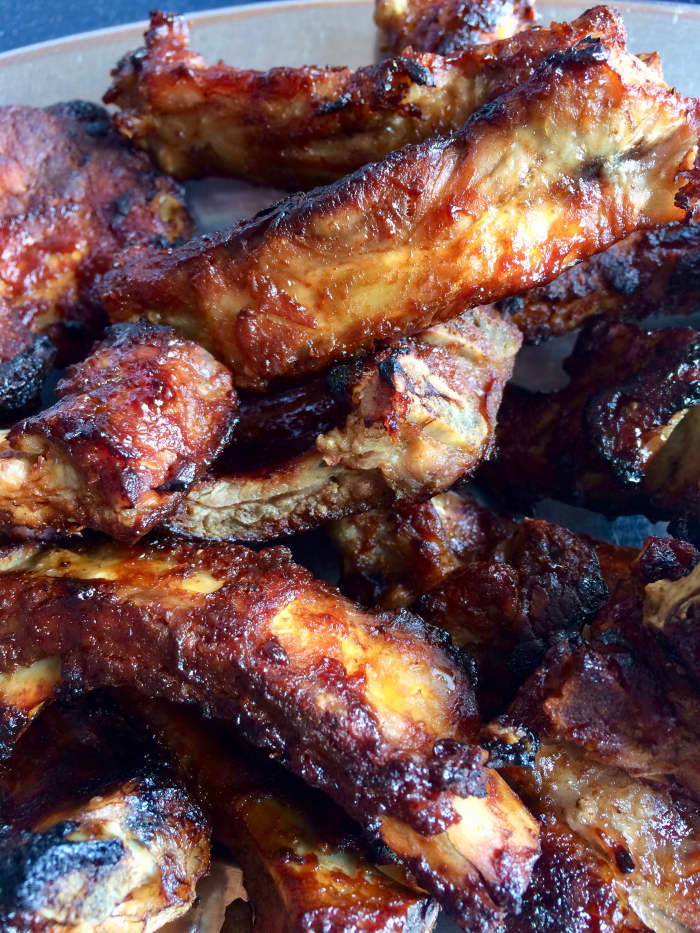 I'm in love with these pork belly ribs with homemade BBQ sauce! Grill for the last ten minutes to get that lovely grilled BBQ finish.