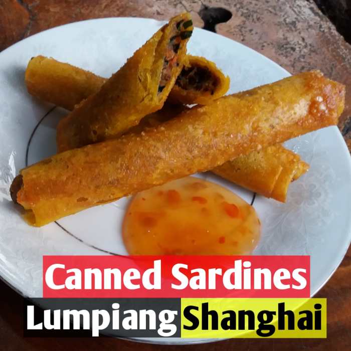 Canned sardines lumpiang Shanghai