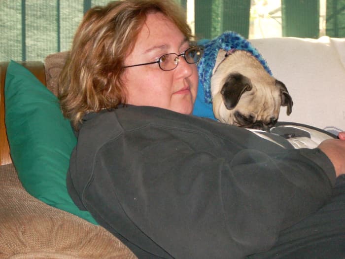 At the pinnacle of my weight problem I was 274 lbs. I think my pug, Rainbow, thought I was a fluffy pillow.