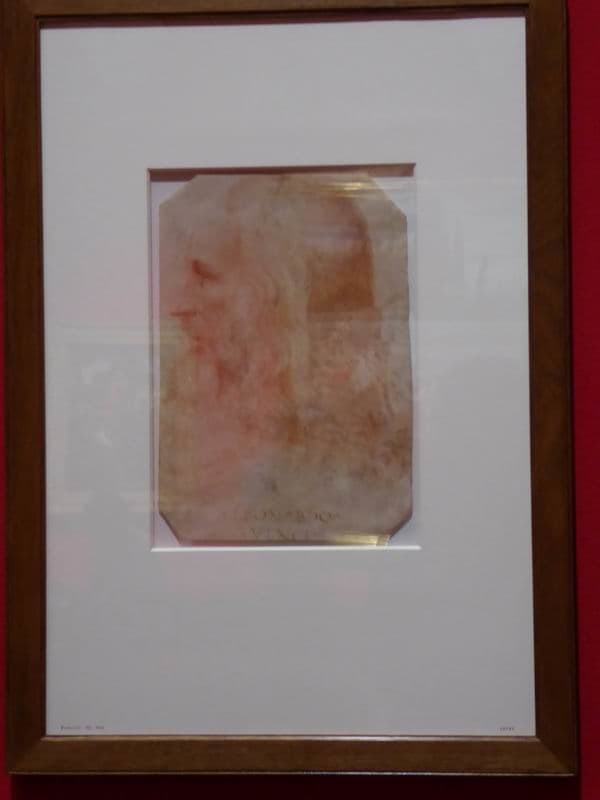 Chalk drawing of Leonardo da Vinci (1452–1519) by his pupil Francesco Melzi (c. 1491–1570). Possibly the only surviving reliable portrait of Da Vinci. Copyright image Frances Spiegel with permission from Royal Collection Trust. All rights reserved.