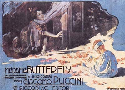Original poster for the first performance of Madame Butterfly, which took place at La Scala Milan in 1904.