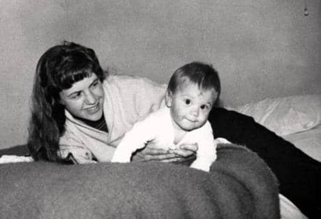 Sylvia Plath with her first child.