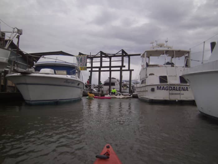 Yes, the theme to Gilligan's Island was sung dockside as we pulled out into the gray mist and rough waters.