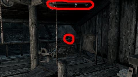 Skyrim's default setting is to have a compass in the top center and crosshair in the center of the screen.