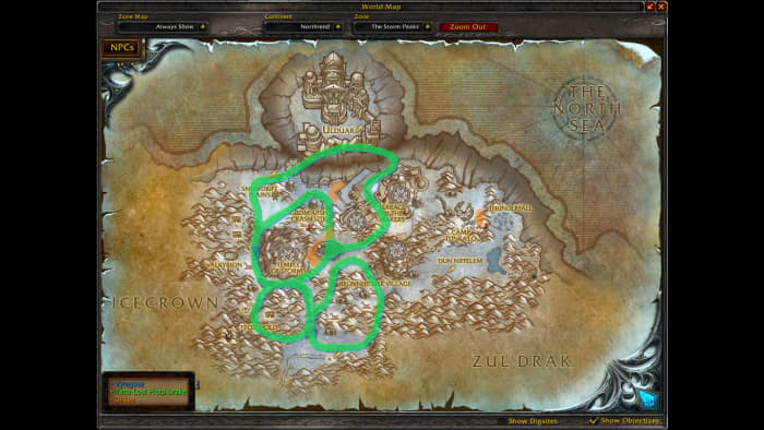 Time-Lost Proto-Drake Spawn Points: The green/blue route is a mix of all of the patrol routes that TLPD/Vyragosa can be found.