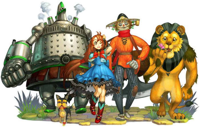 A promotional graphic showing Dorothy, Scarecrow, Tin Man, and Lion as they appear in "The Wizard of Oz: Beyond the Yellow Brick Road."