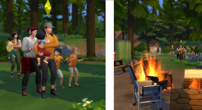 Be careful around campfires. Make sure someone high in the handiness skill lights the fire and adds logs one at a time very carefully—and keep the kids at a safe distance! Campfires are common.