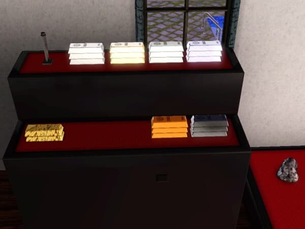 Here's a selection of metals ready to be transfigured. This combination should create stacked large ingots, as mentioned below.