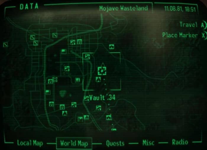 Vault 34 Marked, most other locations found after completing Vault 34.