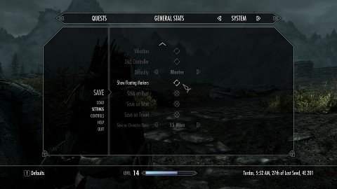You can disable the floating quest markers in the Display menu of the Settings menu.